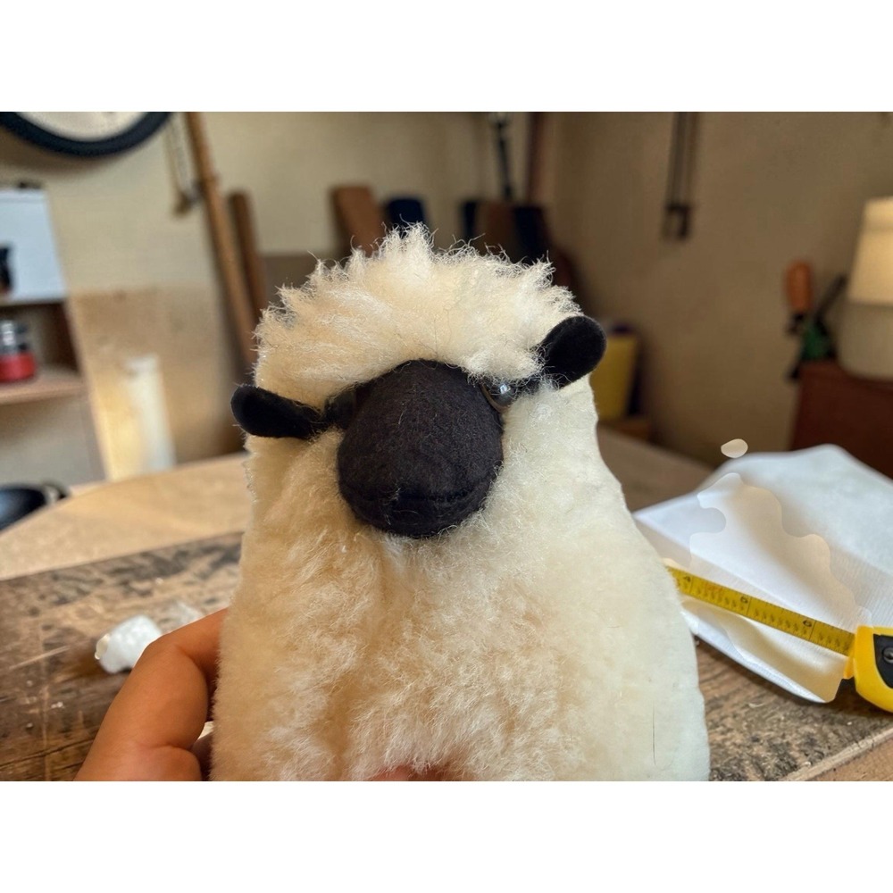 New Wool Pile Stuffed Sheep Plush Toy Collectible Pure Wool Animal Plush Item - Picture 9 of 10